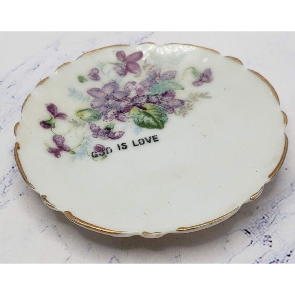 Vintage Miniature Purple Floral Tea Cup and Saucer Set Made in Japan - Picture 2 of 9